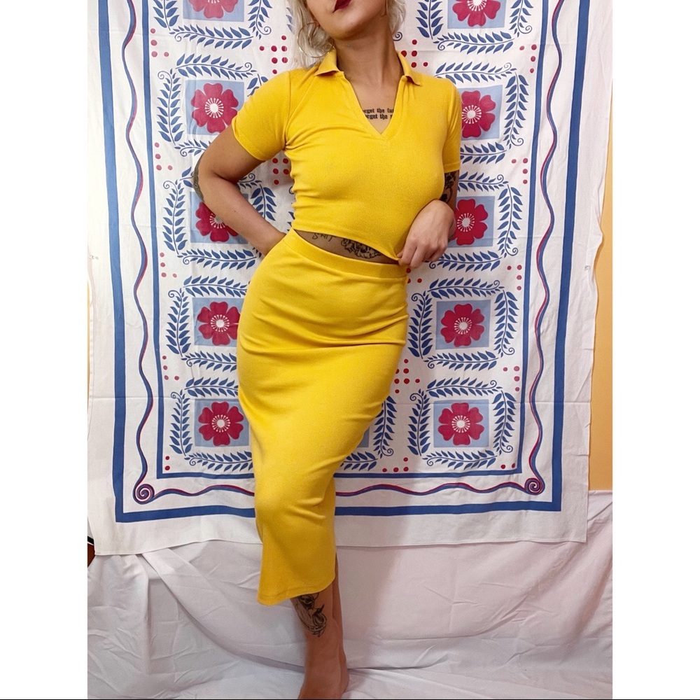 Zara pencil skirt crop polo set